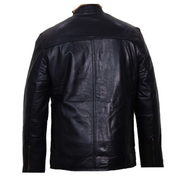 Mark - Standard Fit Leather Jacket with Single Pocket