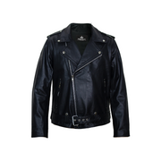 Austin - Classic Biker Leather Jacket with Removable Belt