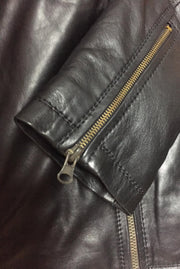 Mark - Standard Fit Leather Jacket with Single Pocket