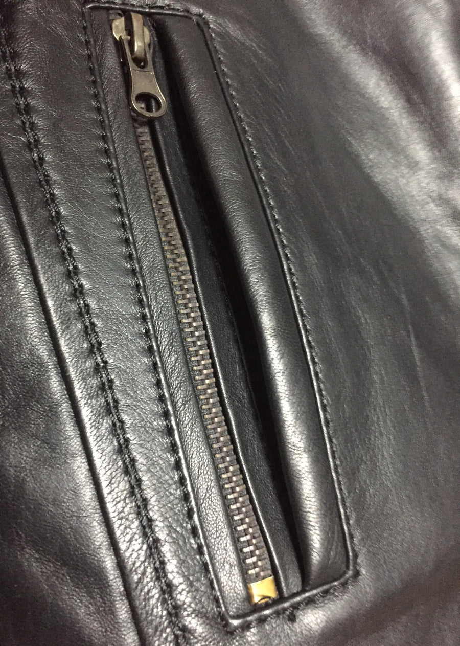 Mark - Standard Fit Leather Jacket with Single Pocket